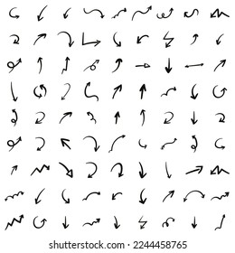 Big collection set of Arrows doodle.