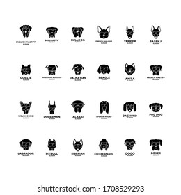 big collection set dog breed head logo icon design