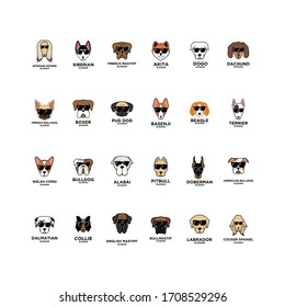 big collection set dog breed head logo icon design