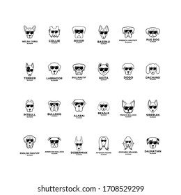 big collection set dog breed head logo icon design