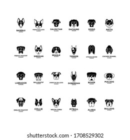 big collection set dog breed head logo icon design