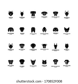 big collection set dog breed head logo icon design