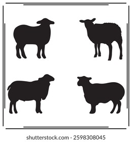 
A big collection of Sheep silhouette set, logo isolated on white background.