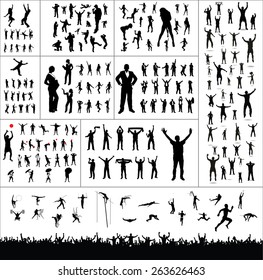 Big collection of silhouettes.And advertising banner for sports championships and concerts