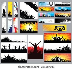 Big collection of silhouettes.And advertising banner for sports championships and concerts.