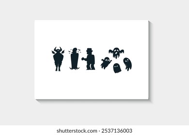 Gran colección de siluetas de Halloween. Conjunto de horror de croquis de calcomanías de Halloween. Doodle dibujado a mano. Conjunto de Elementos mágicos y de halloween. Logo de elemento de Vector, Calabazas, fantasmas, cráneo, gatos negros