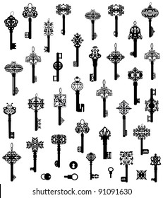 The big collection of silhouettes of keys