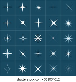 Big collection of sparkle vector. Sparkles white symbols. Sparkle star. Symbols sparkling stars. Set of sparkles star. Sparkles icon. Sparkles set. Sparkle light. Sparkling stars. Easy to use.