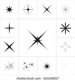 Big collection of sparkle vector. Sparkles white symbols. Sparkle star. Symbols sparkling stars.  Sparkles icon. Sparkles set. Sparkle light. Sparkling stars. 