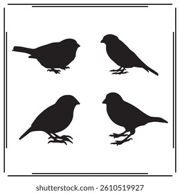 A big collection of Sparrow silhouette set, Sparrow silhouette logo isolated on white background.