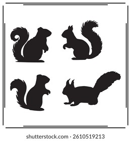 
A big collection of Squirrel silhouette set, Squirrel silhouette logo isolated on white background.