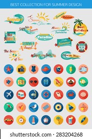 Big collection of summer typographical elements. Vector illustration