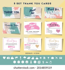 Big Collection Thank You Shopping Greeting Card Design Set Vector Illustration Sets