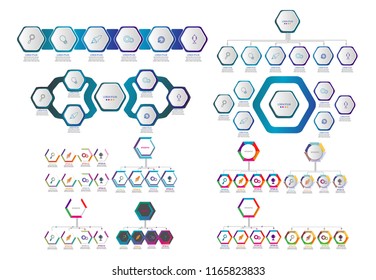 Big collection of timeline infographic element template design vector