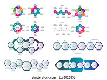 Big collection of timeline infographic element template design vector