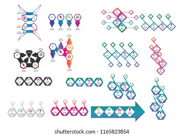 Big collection of timeline infographic element template design vector