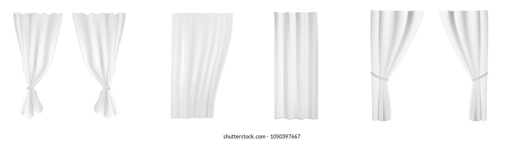 Big collection of transparent curtains. Vector eps10