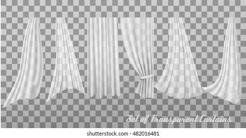 Big collection of transparent curtains. Vector