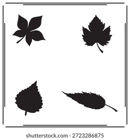 Una colección grande de la silueta de la hoja del árbol fijada, logotipo de la silueta de la hoja del árbol aislado en el fondo blanco.