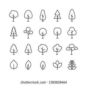 Big collection Tree. Tree line icon. Wood. Plant Vector illustration
