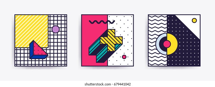 Big Collection with trendy backgrounds for your project, animation, advertisement, commercial banner, flayer, sale, frame. Simple poster, patches, badges in mix neo memphis, pop art style