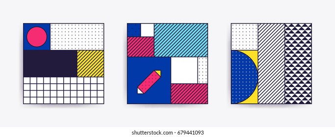 Big Collection with trendy backgrounds for your project, animation, advertisement, commercial banner, flayer, sale, frame. Simple poster, patches, badges in mix neo memphis, pop art style