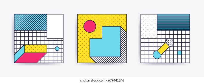 Big Collection with trendy backgrounds for your project, animation, advertisement, commercial banner, flayer, sale, frame. Simple poster, patches, badges in mix neo memphis, pop art style