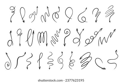 Big collection of vector arrows. Hand drawn arrow pointers on white background.