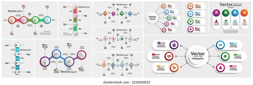 Big collection of  vector business infographic  with options, steps or processes. Can be used for workflow layout, diagram, number options, web design  