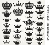 Big collection of vector crown silhouettes in vintage style