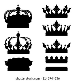 Big collection of vector crown silhouettes in vintage style