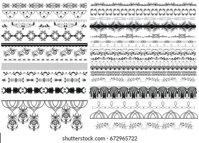 Big collection of vector decorative borders for design