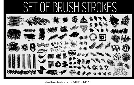 Big collection of vector different grunge brush strokes..