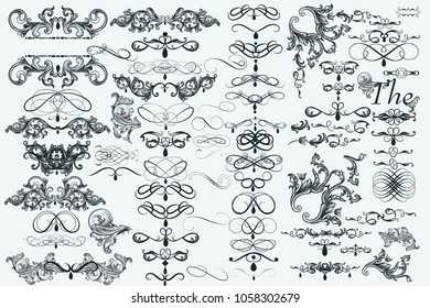 Big collection of vector flourishes for design