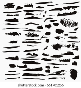 Big collection of vector grunge strokes for brushes