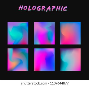 Big collection of vector holographic textures. Vaporwave style.