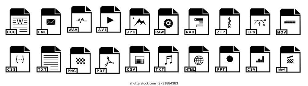 big collection of vector icons file extensions diverse 