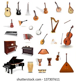 Big collection of vector music instruments