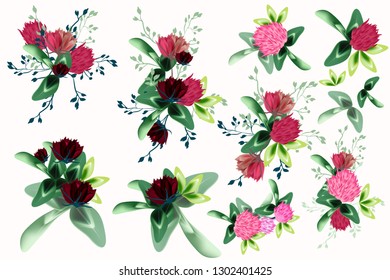 Big collection of vector realistic flowers
