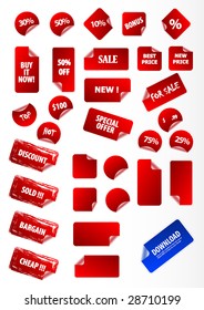 Big collection of vector sticky price labels for marketing and advertisement. Easy to edit, any size. Aqua web 2.0, grunge, retro. Perfect for your own text and design.