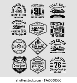 Big collection vintage college sport emblem vector design