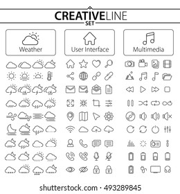 Big Collection of Weather, User Interface and Multimedia Icons