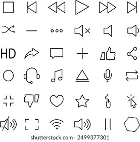 Big Collection of Web User Interface Line Icons Editable Stroke. User Interface thin Line icon. Icons are Suitable for Web Page, Mobile App. editable stroke with transparent background.