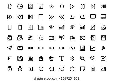 Grande coleção de ícones editáveis da linha da interface de usuário da Web