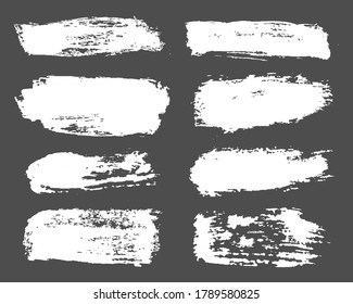 Big collection of white paint, ink brush strokes, brushes, lines, grungy. Dirty distress texture banners for social networks story and posts. Dirty art design elements. Vector illustration, eps 10.