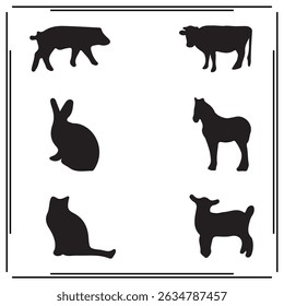 A big collection of wild animal silhouette set, wild animal silhouette logo isolated on white background.