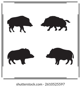 A big collection of Wild Boars silhouette set, Wild Boars silhouette logo isolated on white background.