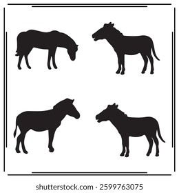 A big collection of Zebra silhouette set, Zebra silhouette logo isolated on white background.