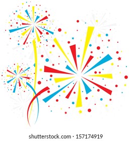 Big color fireworks on white background. eps10
