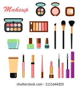 Big color set of different decorative cosmetics
